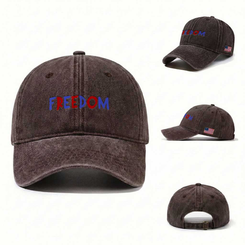 I'm Freedom Americana Matching Couple Washed Cotton Baseball Cap Funny Patriotic Red White and Blue 4th of July