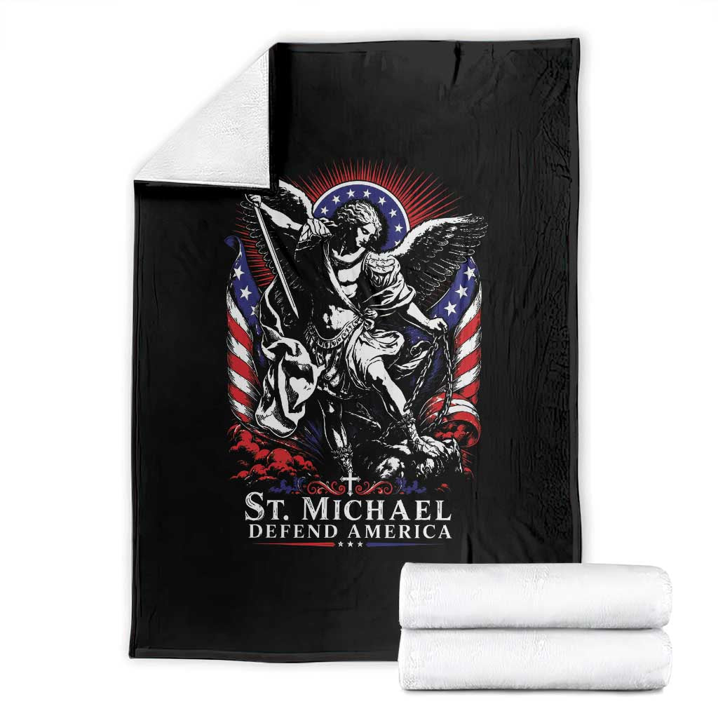 St Michael Defend America Archangel Graphic Throw Blanket Christian Faith Patriotic