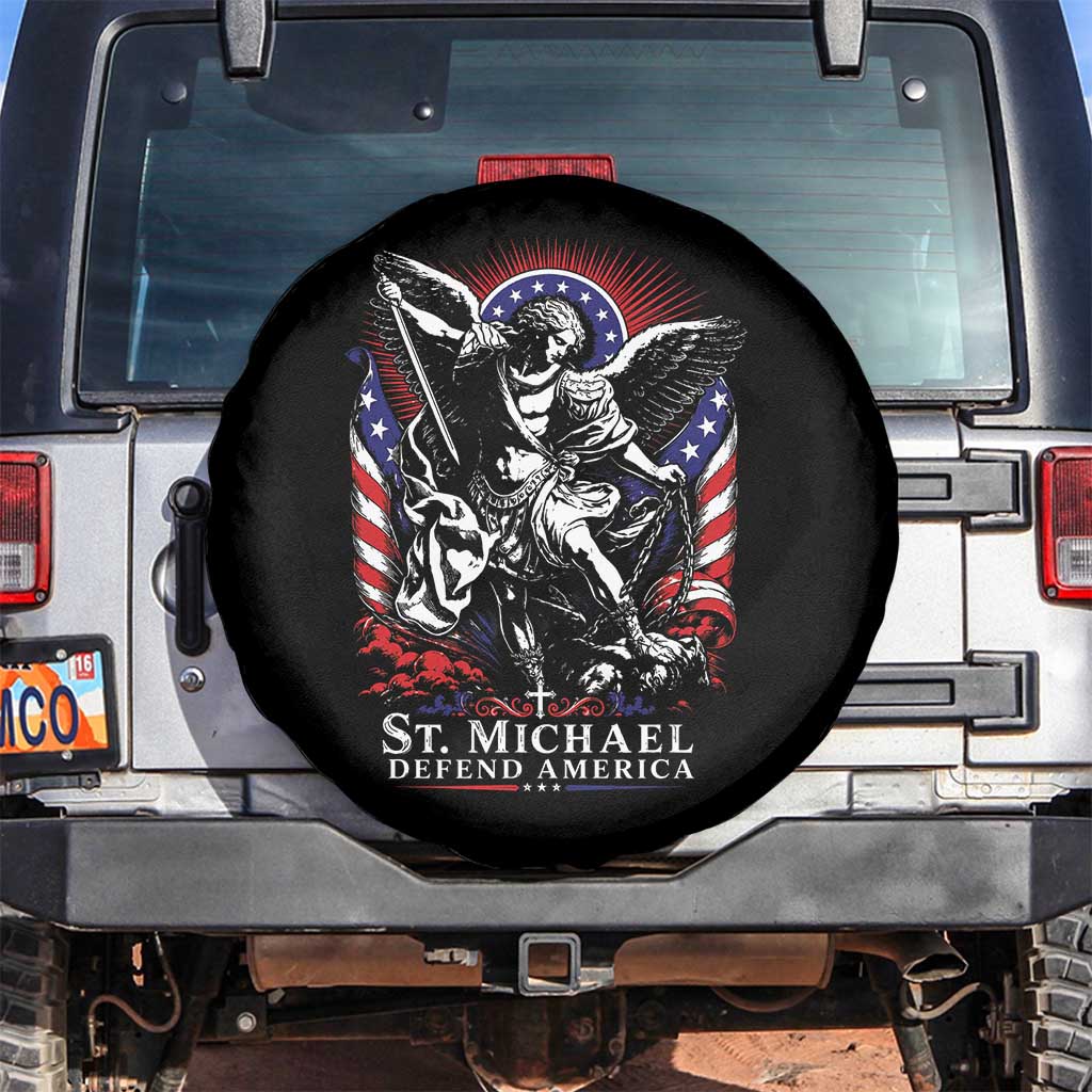 St Michael Defend America Archangel Graphic Spare Tire Cover Christian Faith Patriotic