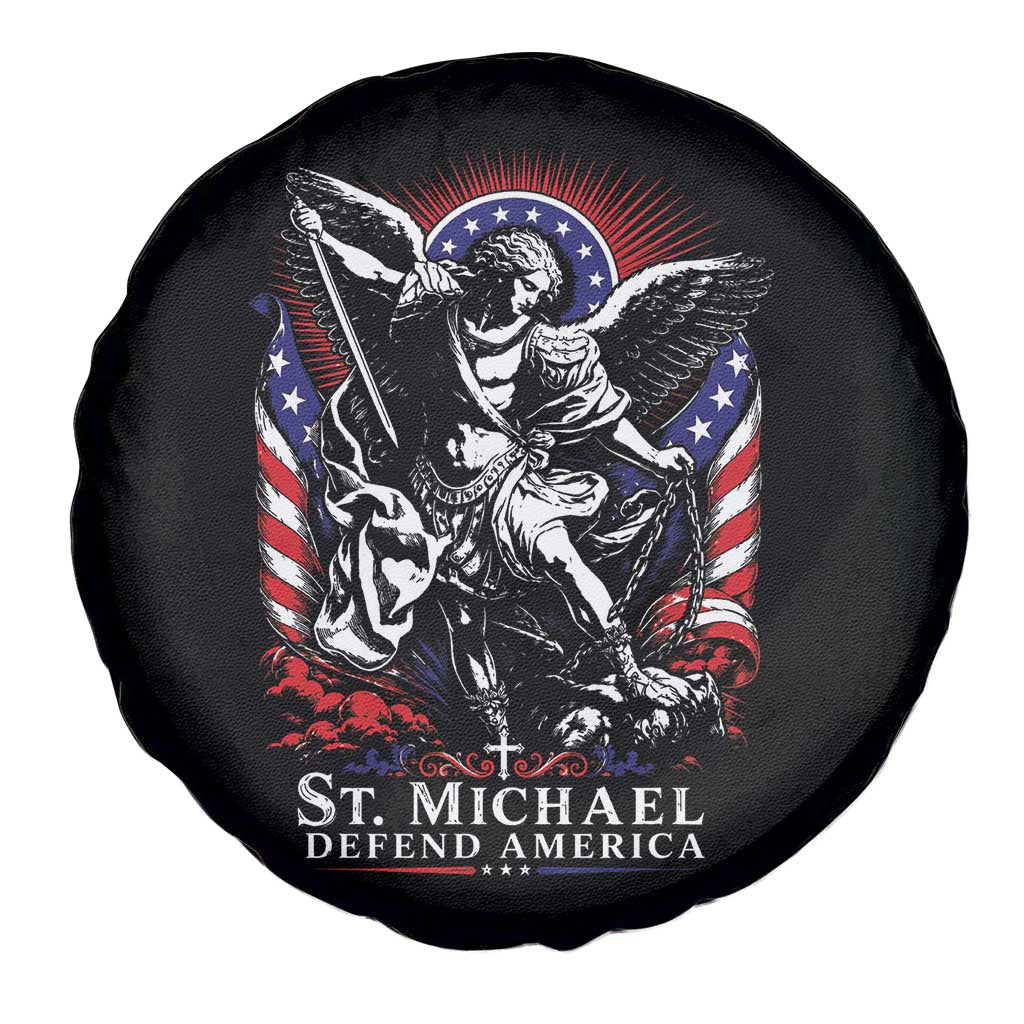 St Michael Defend America Archangel Graphic Spare Tire Cover Christian Faith Patriotic