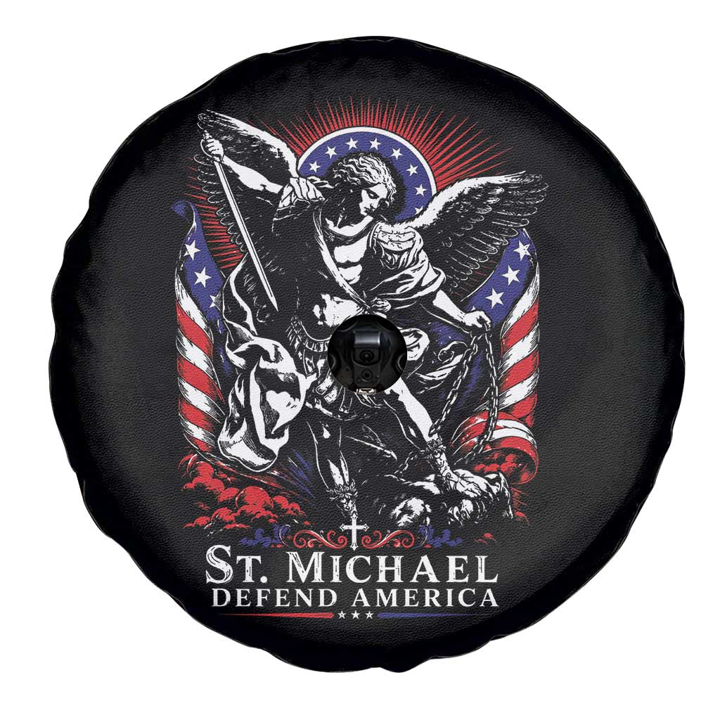 St Michael Defend America Archangel Graphic Spare Tire Cover Christian Faith Patriotic