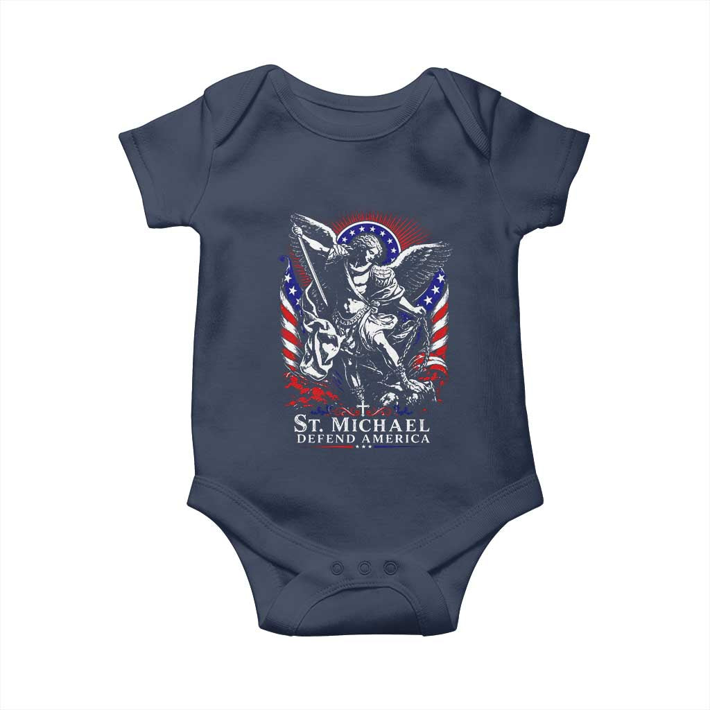 St Michael Defend America Archangel Graphic Baby Onesie Christian Faith Patriotic