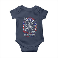 St Michael Defend America Archangel Graphic Baby Onesie Christian Faith Patriotic