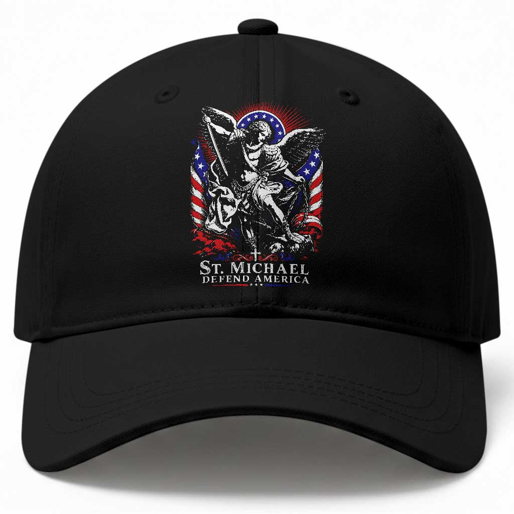 St Michael Defend America Archangel Graphic Baseball Cap Christian Faith Patriotic