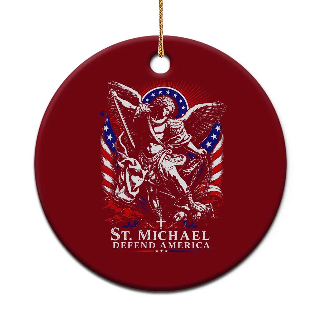 St Michael Defend America Archangel Graphic Ceramic Ornament Christian Faith Patriotic