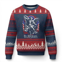 St Michael Defend America Archangel Graphic Ugly Christmas Sweater Christian Faith Patriotic