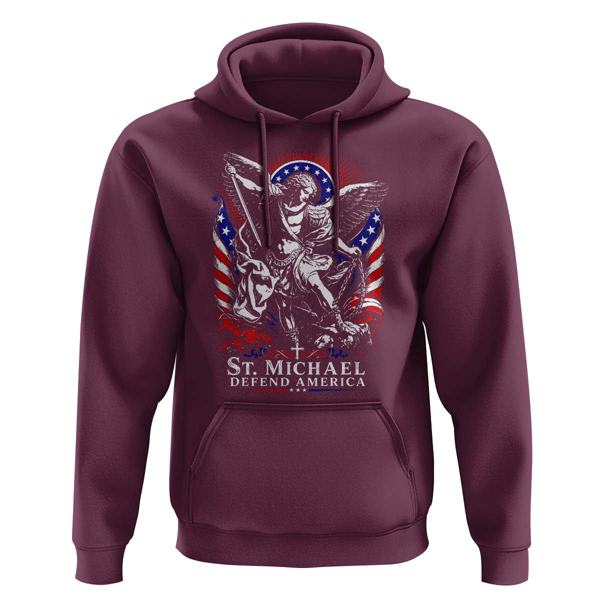 St Michael Defend America Archangel Graphic Hoodie Christian Faith Patriotic
