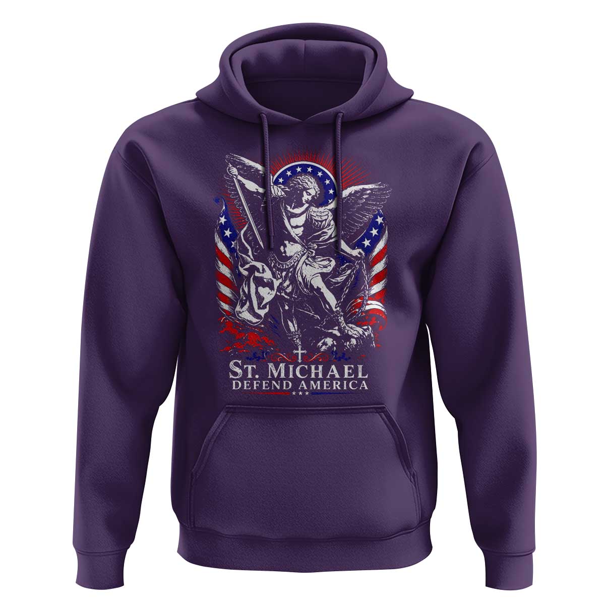 St Michael Defend America Archangel Graphic Hoodie Christian Faith Patriotic