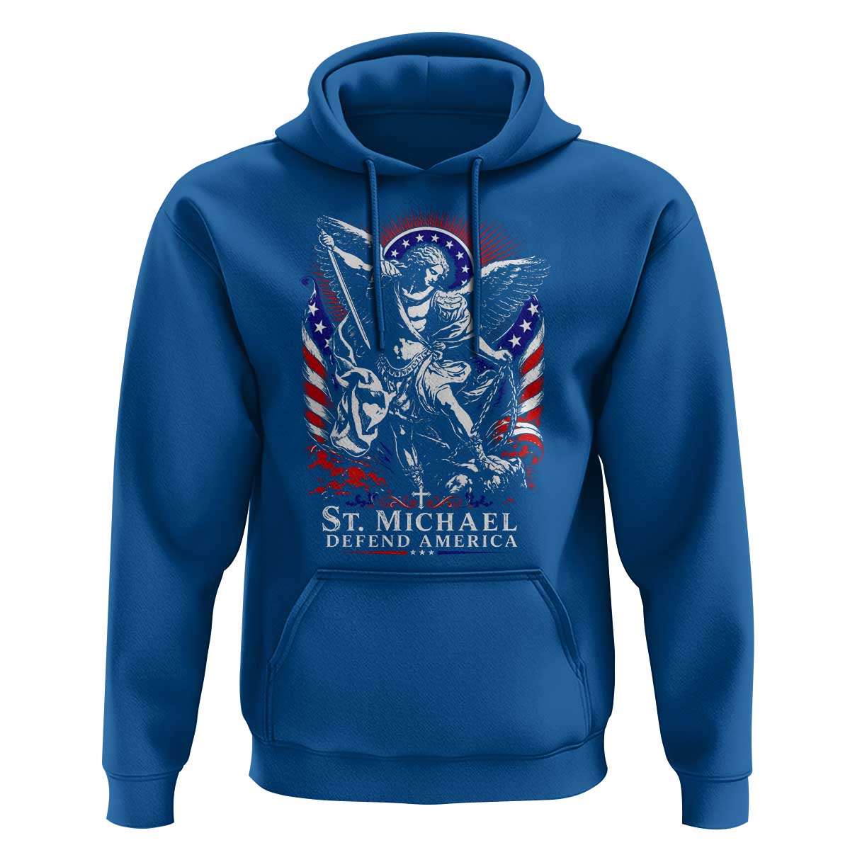 St Michael Defend America Archangel Graphic Hoodie Christian Faith Patriotic