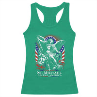 St Michael Defend America Archangel Graphic Racerback Tank Top Christian Faith Patriotic