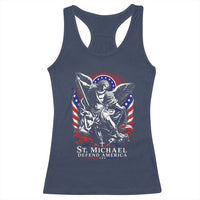St Michael Defend America Archangel Graphic Racerback Tank Top Christian Faith Patriotic