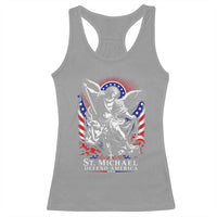 St Michael Defend America Archangel Graphic Racerback Tank Top Christian Faith Patriotic