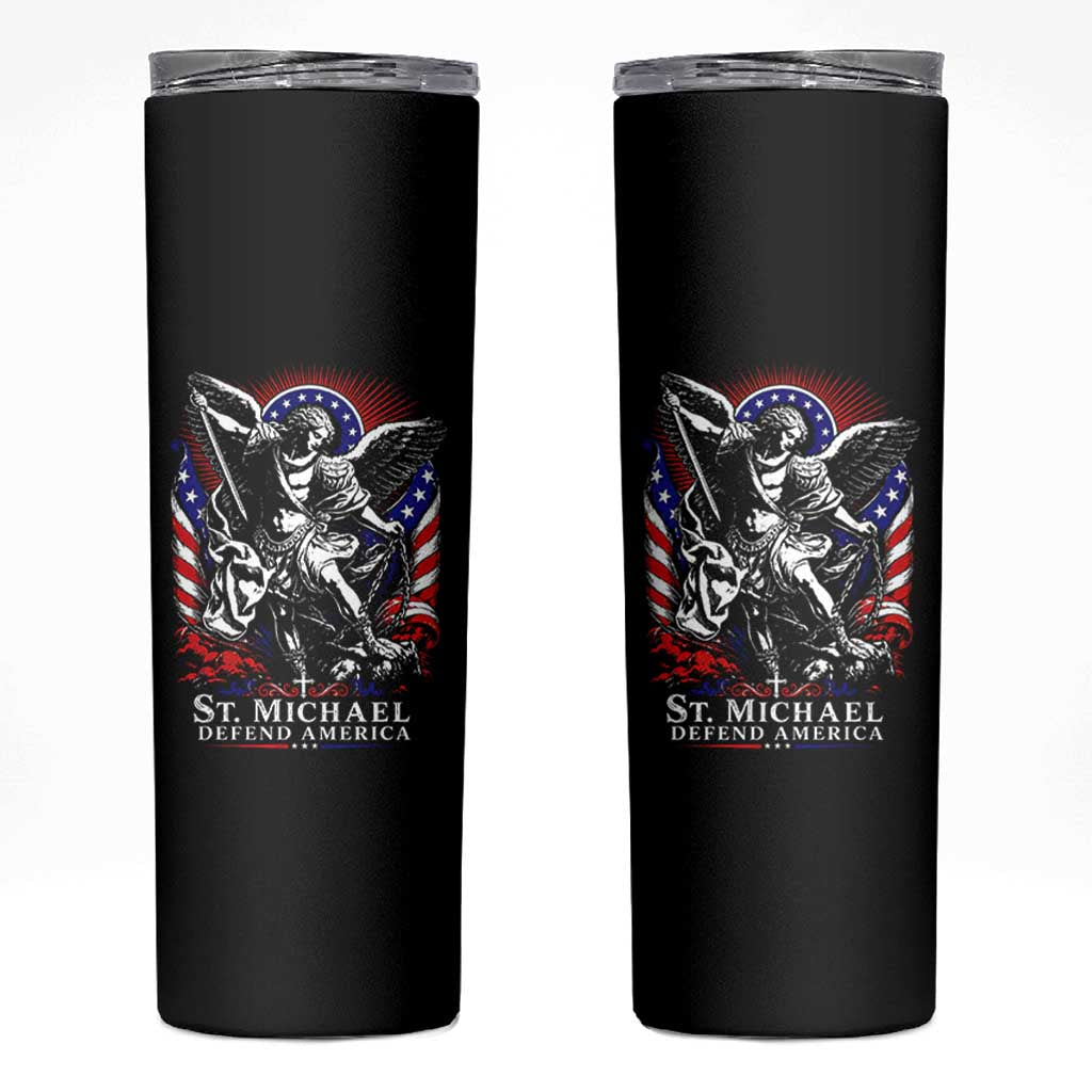 St Michael Defend America Archangel Graphic Skinny Tumbler Christian Faith Patriotic