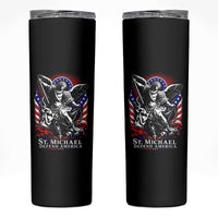 St Michael Defend America Archangel Graphic Skinny Tumbler Christian Faith Patriotic