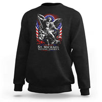 St Michael Defend America Archangel Graphic Sweatshirt Christian Faith Patriotic