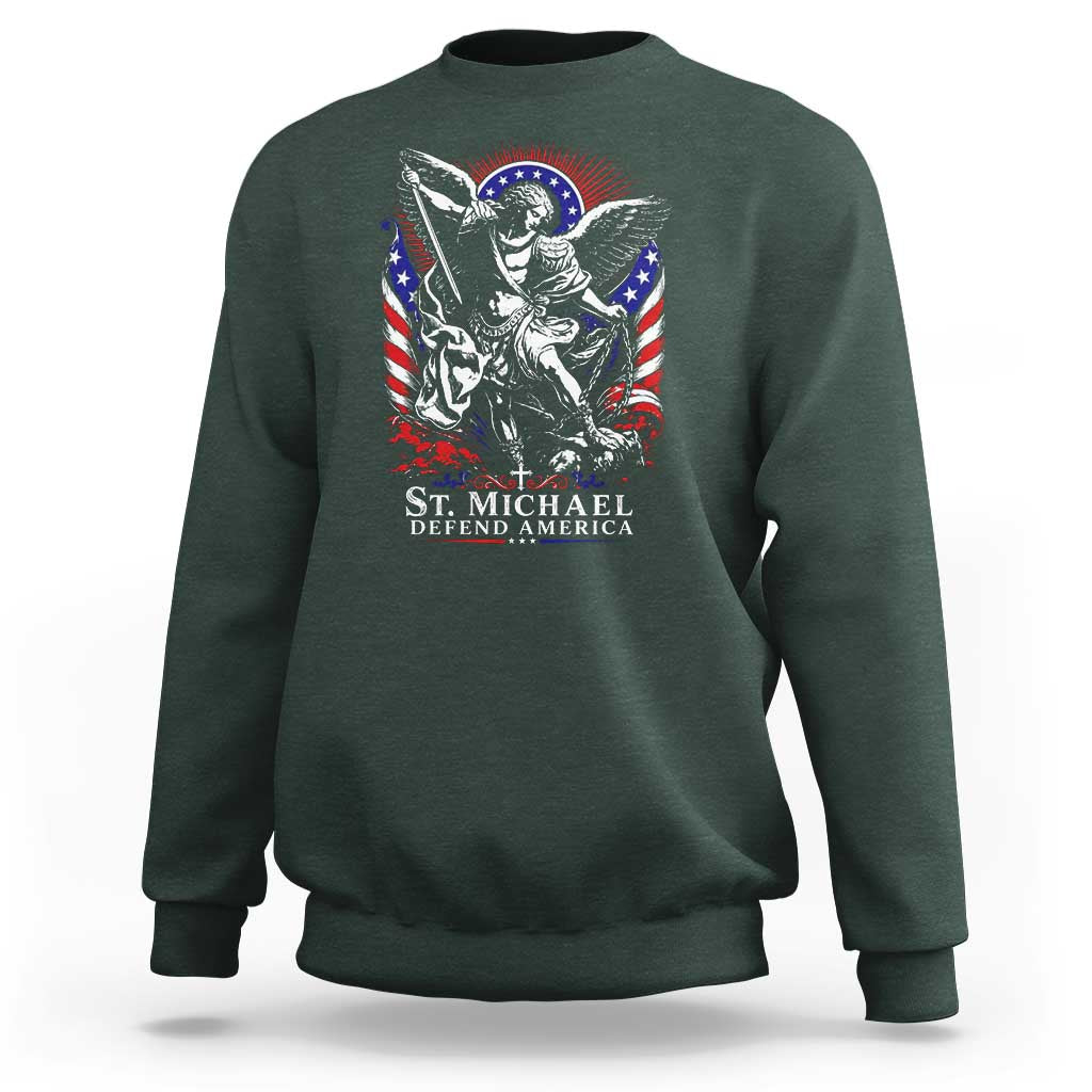 St Michael Defend America Archangel Graphic Sweatshirt Christian Faith Patriotic