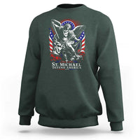 St Michael Defend America Archangel Graphic Sweatshirt Christian Faith Patriotic