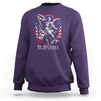 St Michael Defend America Archangel Graphic Sweatshirt Christian Faith Patriotic