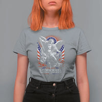 St Michael Defend America Archangel Graphic T Shirt For Women Christian Faith Patriotic