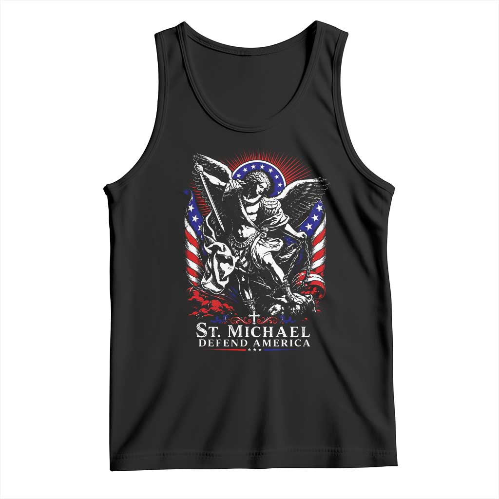 St Michael Defend America Archangel Graphic Tank Top Christian Faith Patriotic