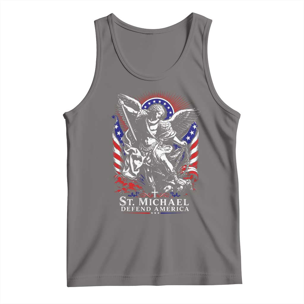 St Michael Defend America Archangel Graphic Tank Top Christian Faith Patriotic