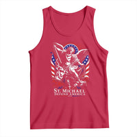 St Michael Defend America Archangel Graphic Tank Top Christian Faith Patriotic