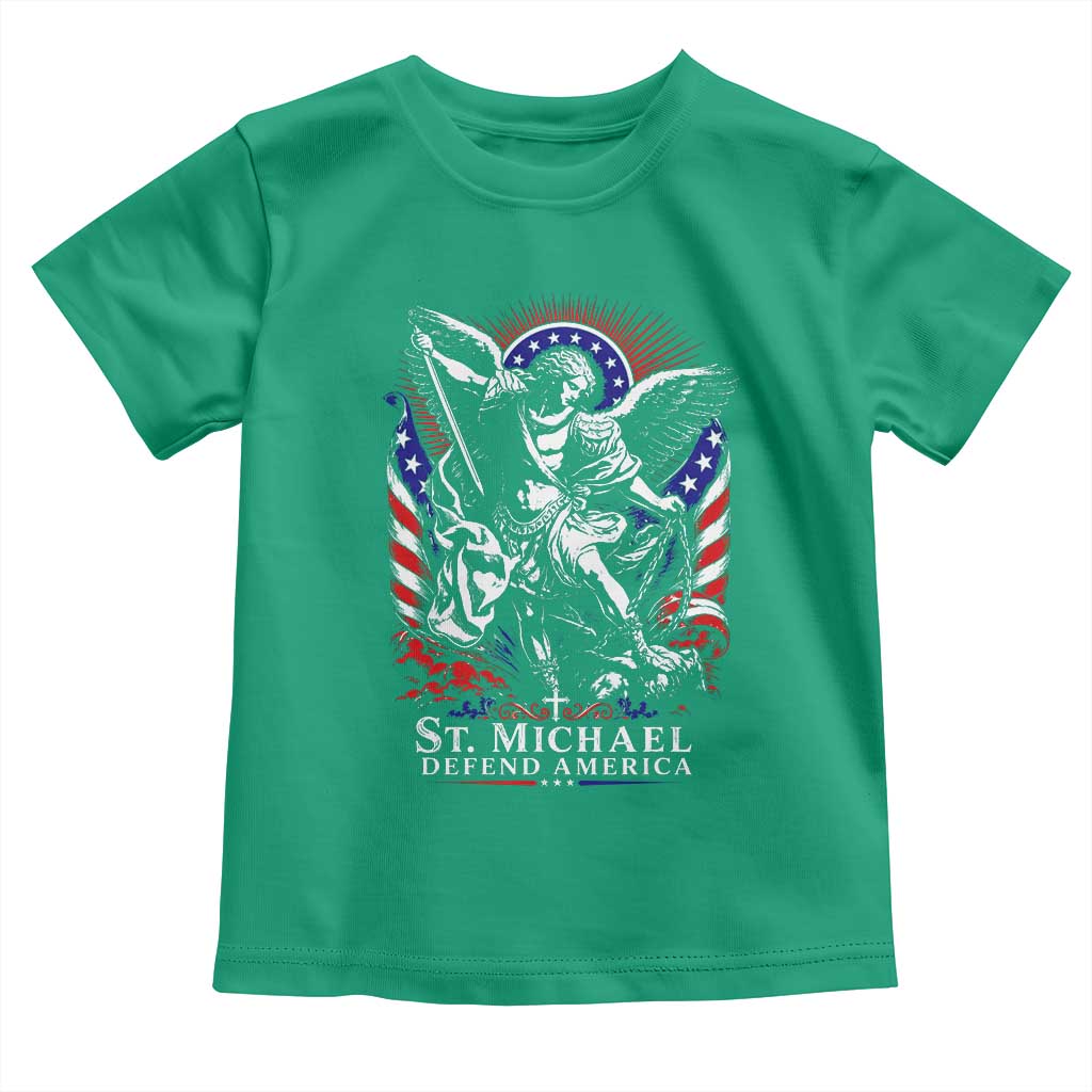 St Michael Defend America Archangel Graphic Toddler T Shirt Christian Faith Patriotic