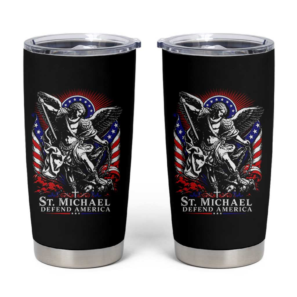 St Michael Defend America Archangel Graphic Tumbler Cup Christian Faith Patriotic