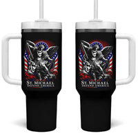 St Michael Defend America Archangel Graphic Tumbler With Handle Christian Faith Patriotic