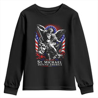 St Michael Defend America Archangel Graphic Youth Sweatshirt Christian Faith Patriotic