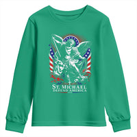 St Michael Defend America Archangel Graphic Youth Sweatshirt Christian Faith Patriotic