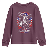 St Michael Defend America Archangel Graphic Youth Sweatshirt Christian Faith Patriotic
