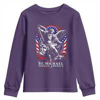 St Michael Defend America Archangel Graphic Youth Sweatshirt Christian Faith Patriotic
