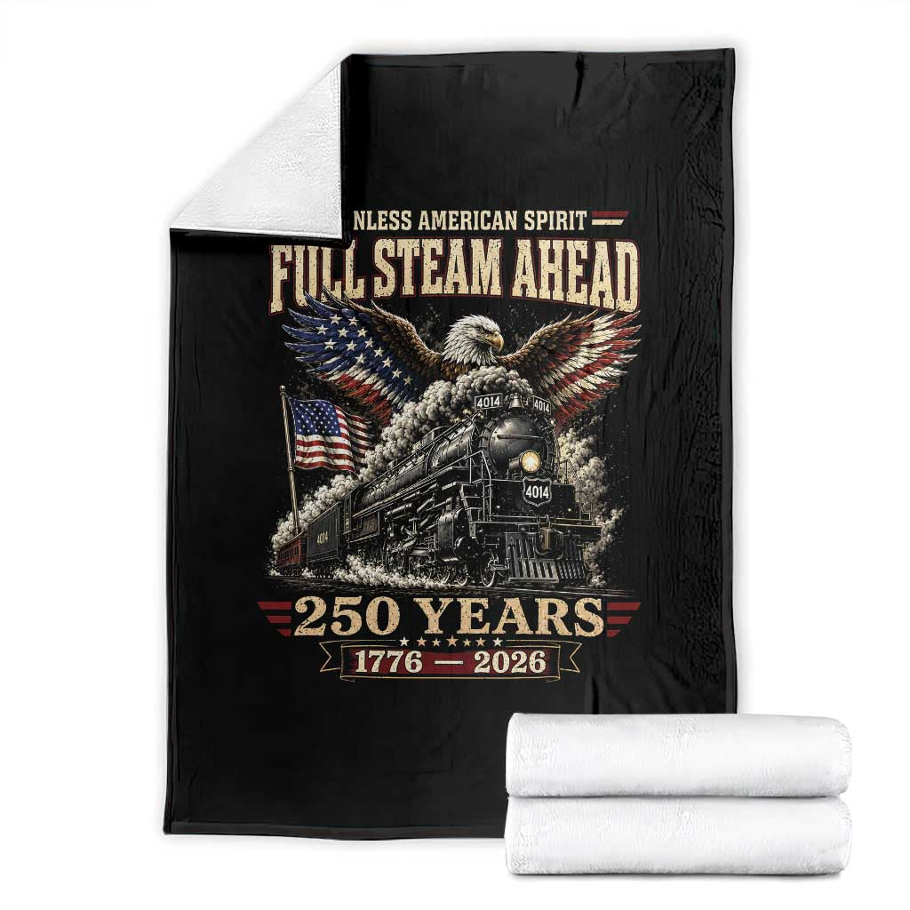 Full Steam Ahead Patriotic Bald Eagle Throw Blanket Vintage Stainless American Spirit Steam Locomotive Heritage