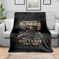 Full Steam Ahead Patriotic Bald Eagle Throw Blanket Vintage Stainless American Spirit Steam Locomotive Heritage
