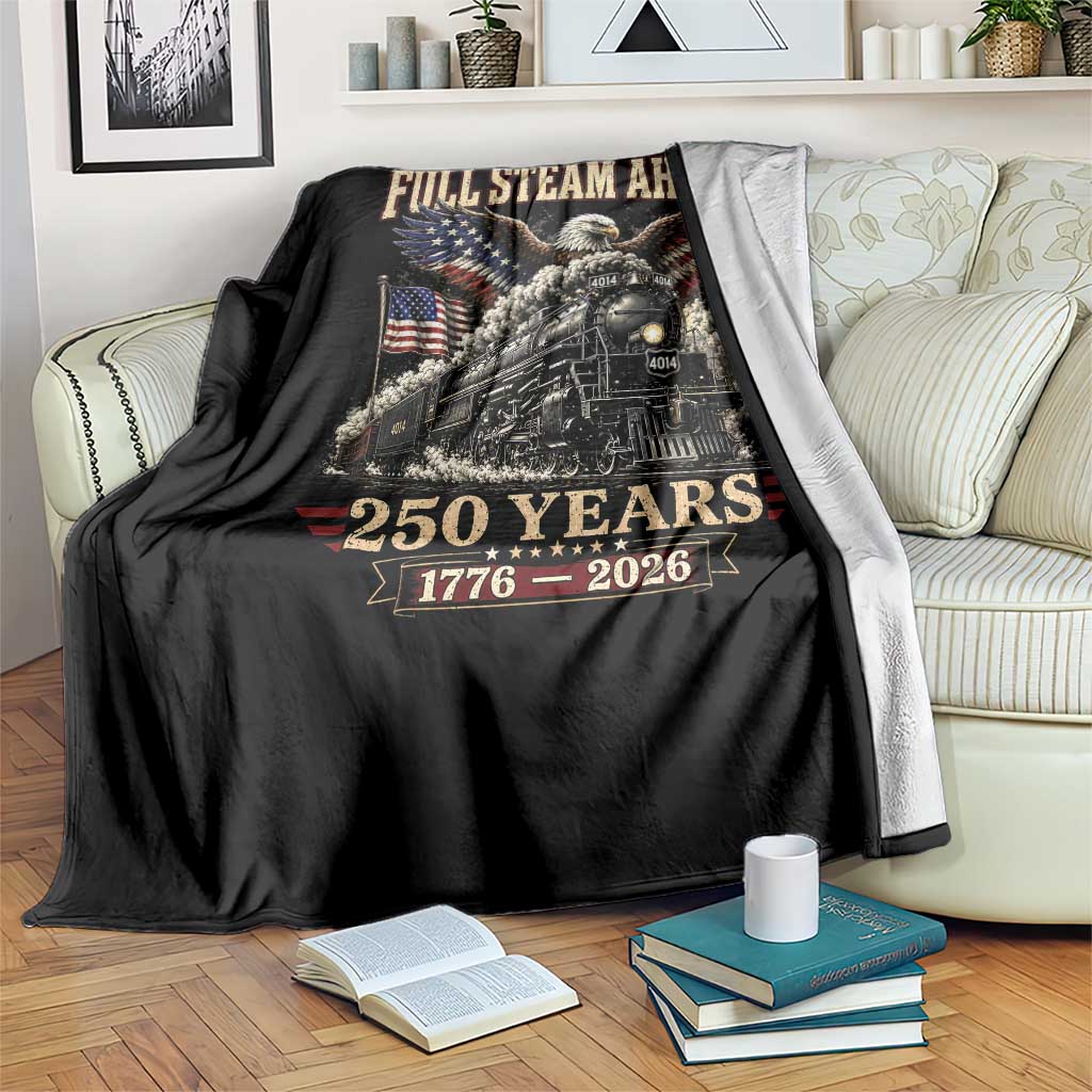 Full Steam Ahead Patriotic Bald Eagle Throw Blanket Vintage Stainless American Spirit Steam Locomotive Heritage