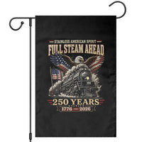 Full Steam Ahead Patriotic Bald Eagle Garden Flag Vintage Stainless American Spirit Steam Locomotive Heritage