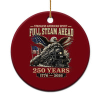 Full Steam Ahead Patriotic Bald Eagle Ceramic Ornament Vintage Stainless American Spirit Steam Locomotive Heritage