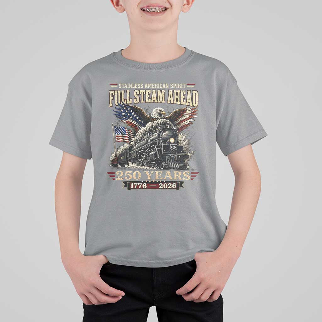 Full Steam Ahead Patriotic Bald Eagle T Shirt For Kid Vintage Stainless American Spirit Steam Locomotive Heritage