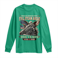 Full Steam Ahead Patriotic Bald Eagle Long Sleeve Shirt Vintage Stainless American Spirit Steam Locomotive Heritage