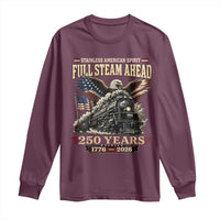 Full Steam Ahead Patriotic Bald Eagle Long Sleeve Shirt Vintage Stainless American Spirit Steam Locomotive Heritage