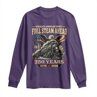 Full Steam Ahead Patriotic Bald Eagle Long Sleeve Shirt Vintage Stainless American Spirit Steam Locomotive Heritage