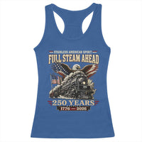 Full Steam Ahead Patriotic Bald Eagle Racerback Tank Top Vintage Stainless American Spirit Steam Locomotive Heritage