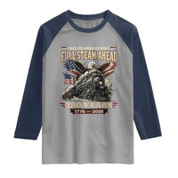 Full Steam Ahead Patriotic Bald Eagle Raglan Shirt Vintage Stainless American Spirit Steam Locomotive Heritage