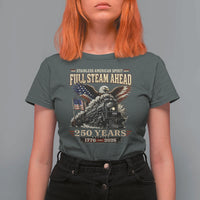 Full Steam Ahead Patriotic Bald Eagle T Shirt For Women Vintage Stainless American Spirit Steam Locomotive Heritage