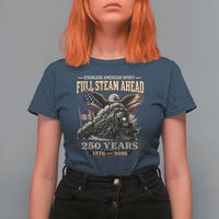 Full Steam Ahead Patriotic Bald Eagle T Shirt For Women Vintage Stainless American Spirit Steam Locomotive Heritage