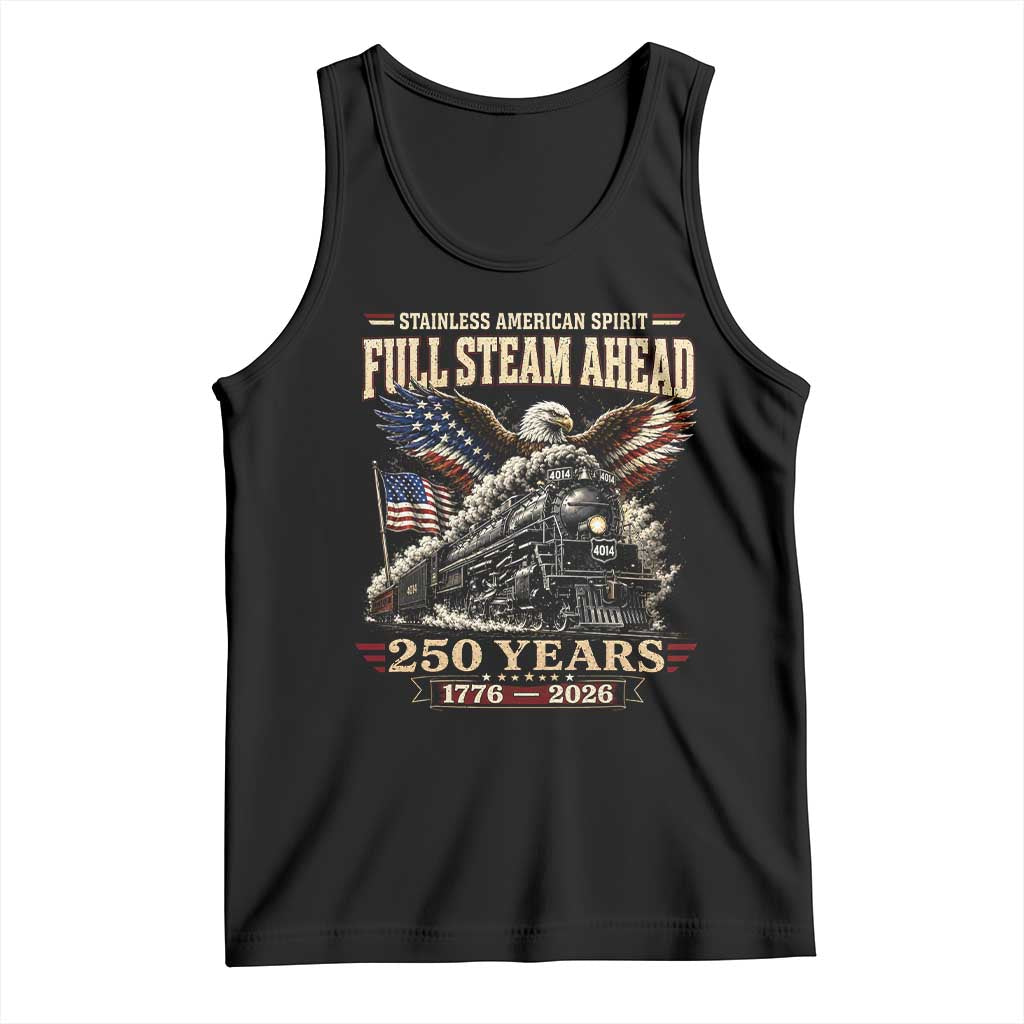 Full Steam Ahead Patriotic Bald Eagle Tank Top Vintage Stainless American Spirit Steam Locomotive Heritage