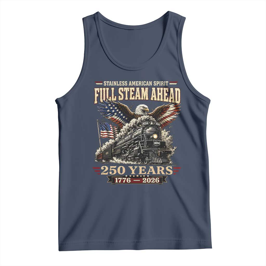Full Steam Ahead Patriotic Bald Eagle Tank Top Vintage Stainless American Spirit Steam Locomotive Heritage