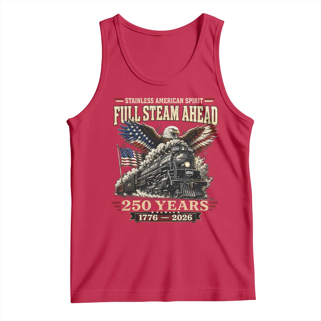 Full Steam Ahead Patriotic Bald Eagle Tank Top Vintage Stainless American Spirit Steam Locomotive Heritage