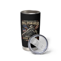 Full Steam Ahead Patriotic Bald Eagle Tumbler Cup Vintage Stainless American Spirit Steam Locomotive Heritage